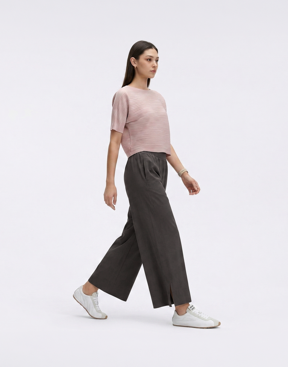 Wrinkle-Free, Cooling & Stretchable Tummy Control Northstar Wide Leg Pants With Pockets