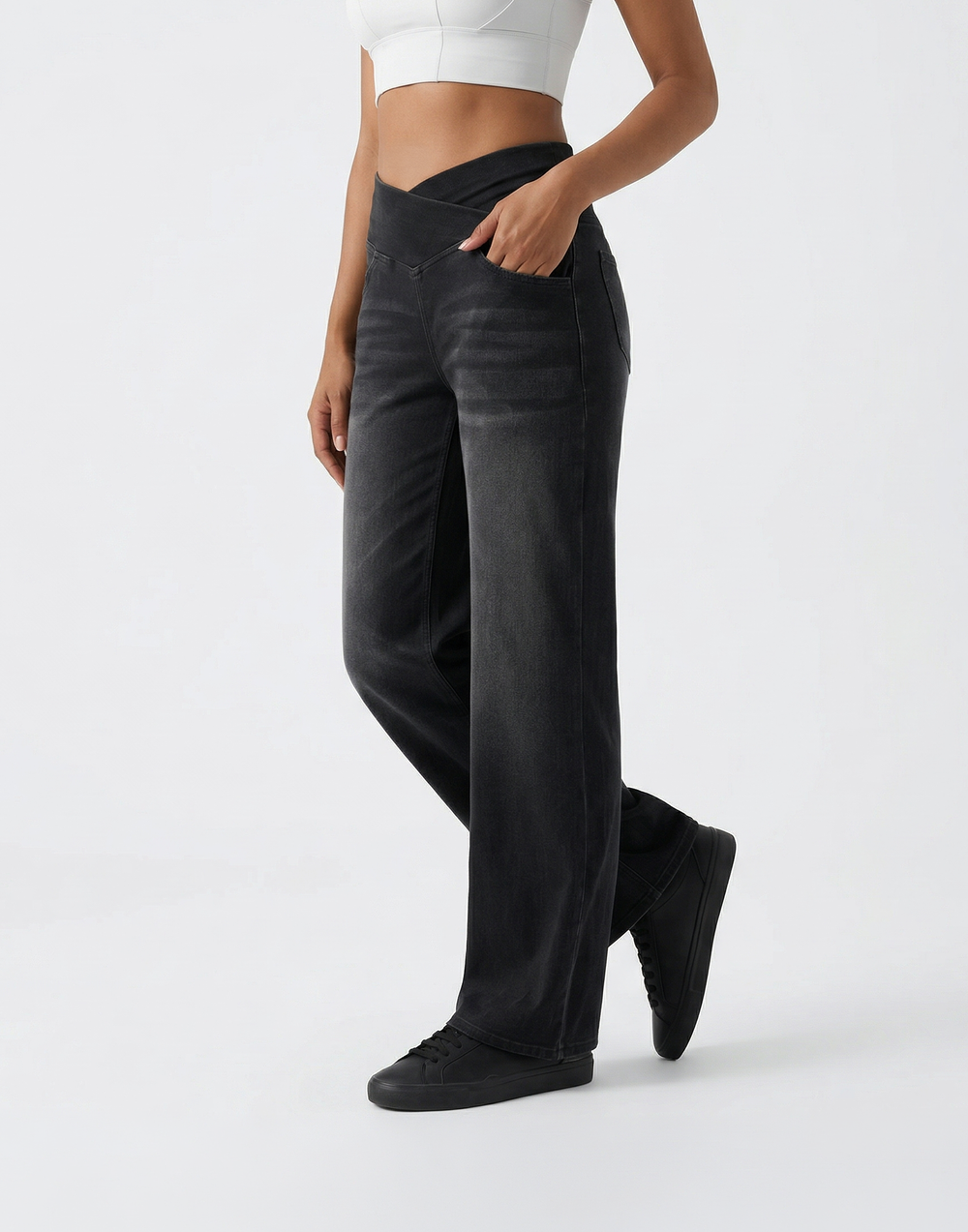 Cooling, Buttery Soft, Stretchy With Tummy Control Wide-Leg Snatch Jeans