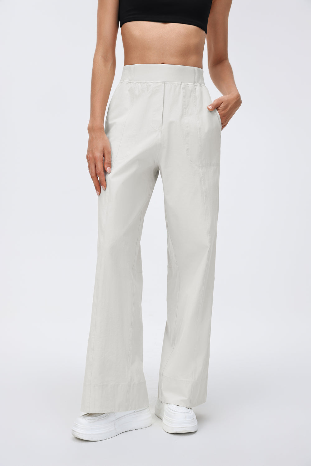 Wrinkle-Free, Cooling & Breathable FlexWork Pants With Stretchy High Waistband With Pockets