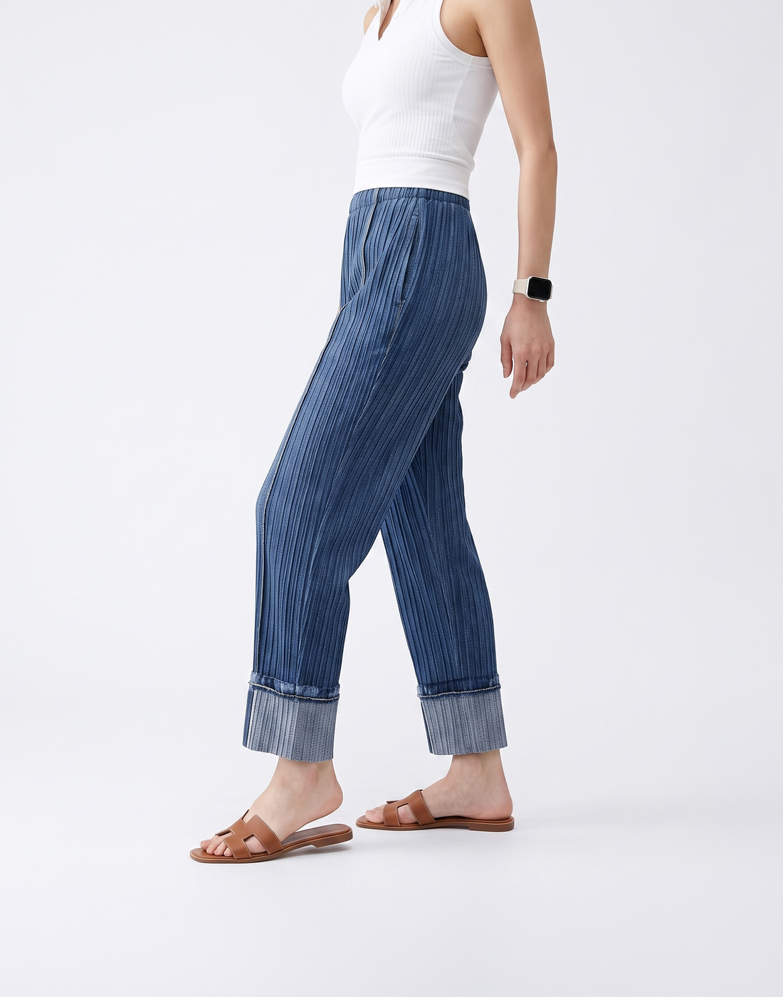 Wrinkle-Free, Cooling & Breathable Free Size Soho Pleated Denim Pants