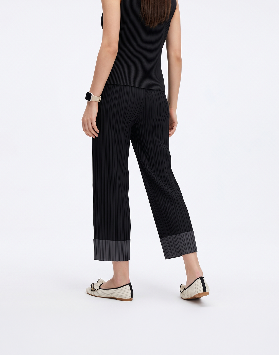 Wrinkle-Free, Cooling & Breathable Slim Cut Petite Fluid Pants With Cuffs
