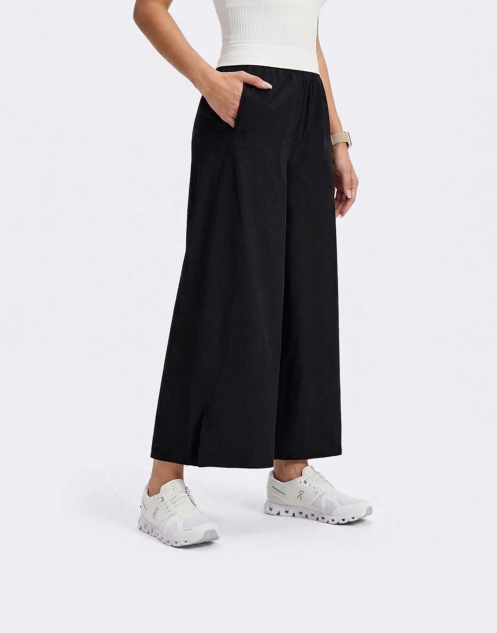 Wrinkle-Free, Cooling & Stretchable Tummy Control Northstar Wide Leg Pants With Pockets