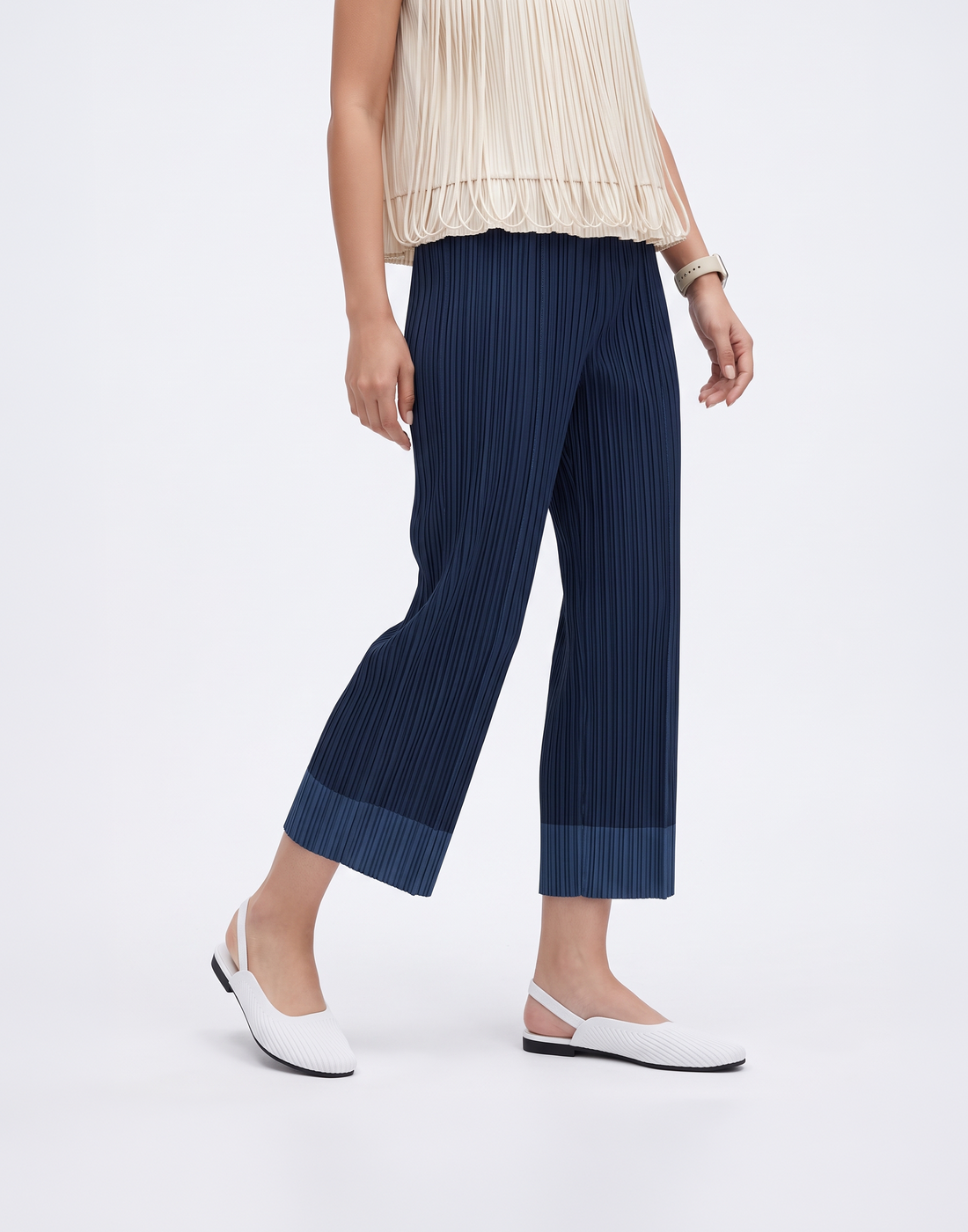 Wrinkle-Free, Cooling & Breathable Slim Cut Petite Fluid Pants With Cuffs