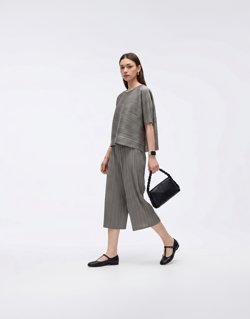 Wrinkle-Free, Cooling, Breathable Pleated Lite Pants With Stretchy Waistband & Pockets - For Petites