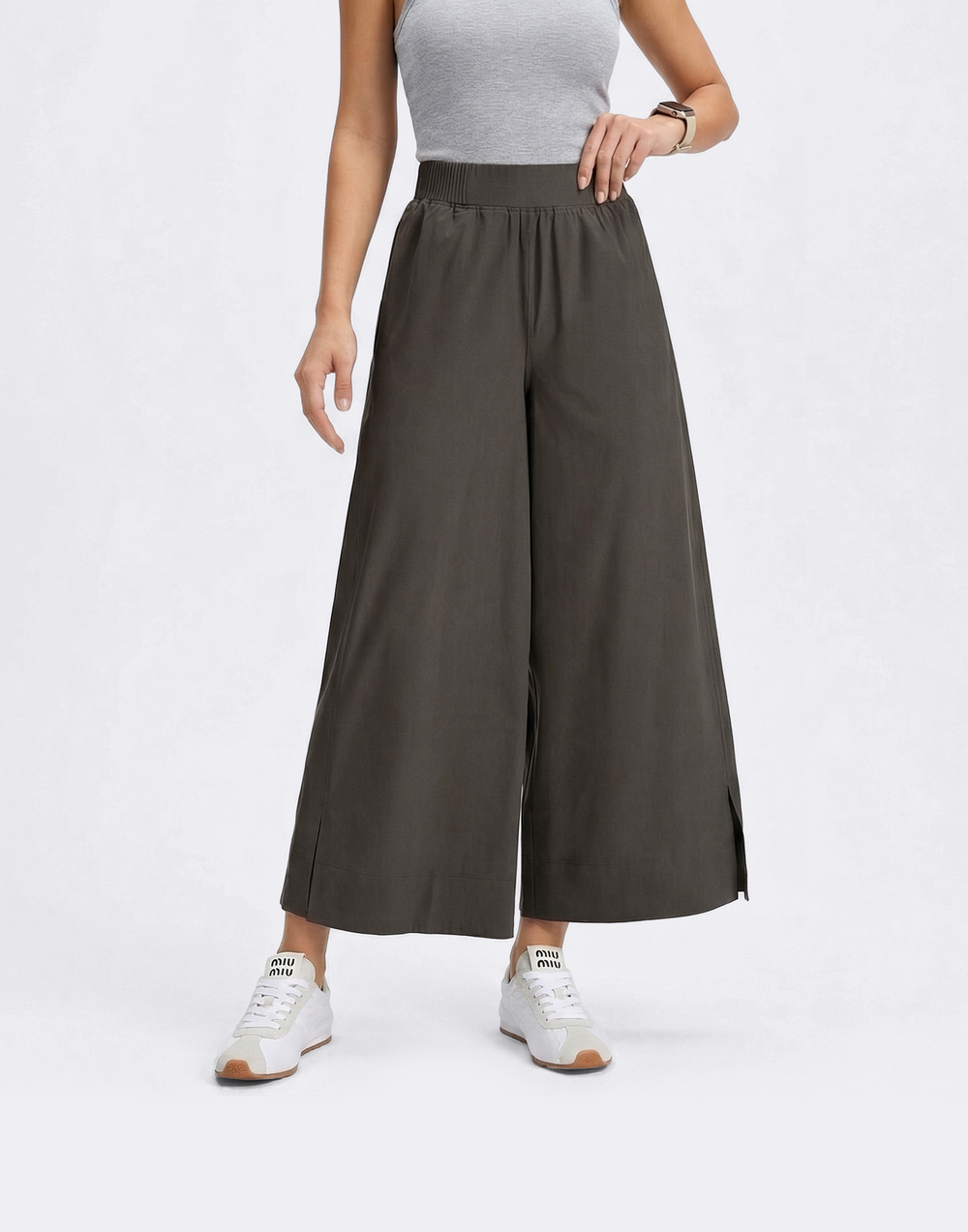 Wrinkle-Free, Cooling & Stretchable Tummy Control Northstar Wide Leg Pants With Pockets
