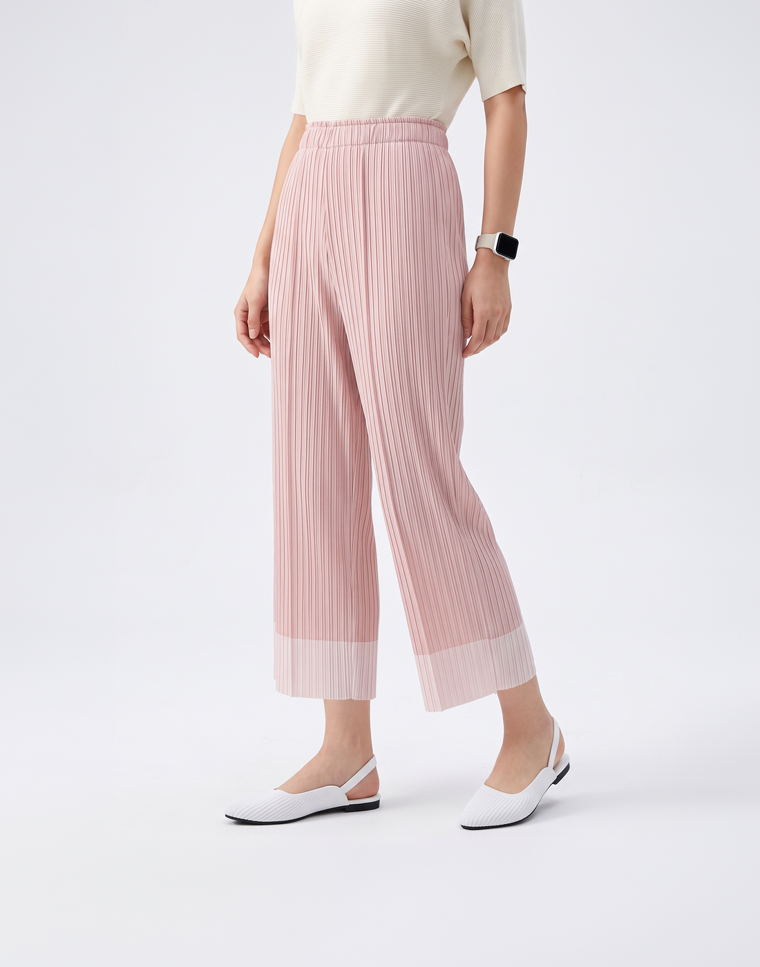 Wrinkle-Free, Cooling & Breathable Slim Cut Petite Fluid Pants With Cuffs