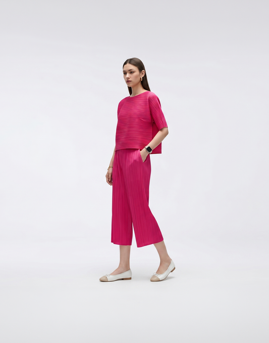 Wrinkle-Free, Cooling, Breathable Pleated Lite Pants With Stretchy Waistband & Pockets - For Petites