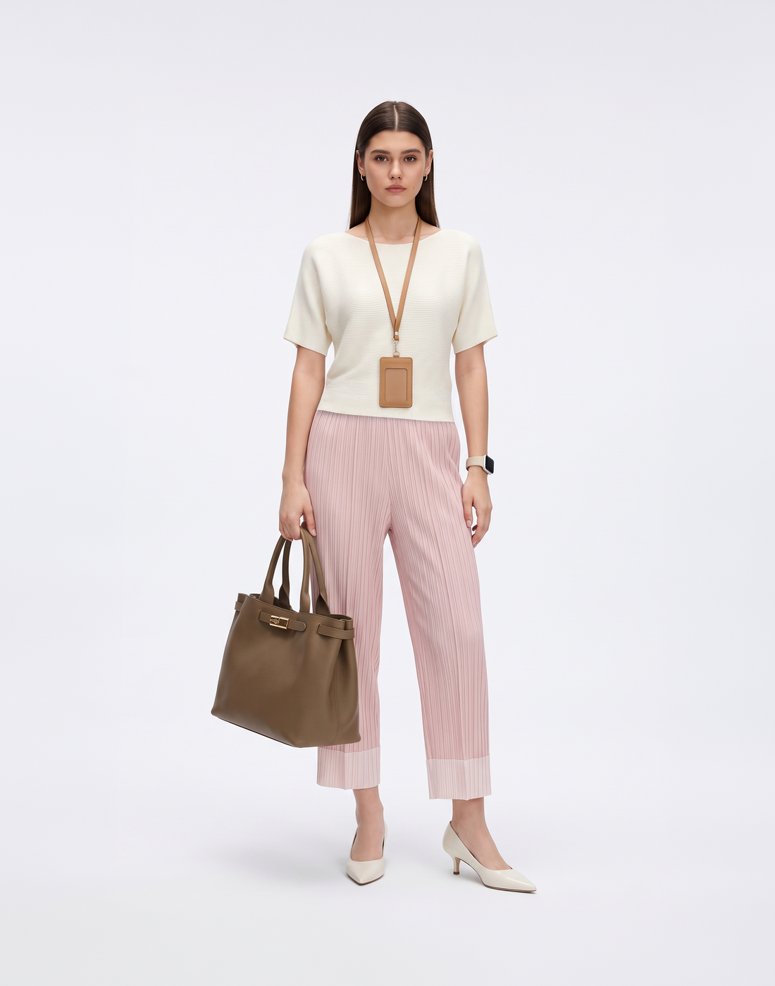 Wrinkle-Free, Cooling & Breathable Slim Cut Petite Fluid Pants With Cuffs
