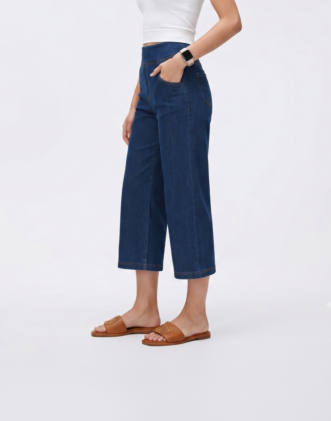 Cooling, Stretchy With Tummy Control Chill 7/8 Denim Pants - For Petites