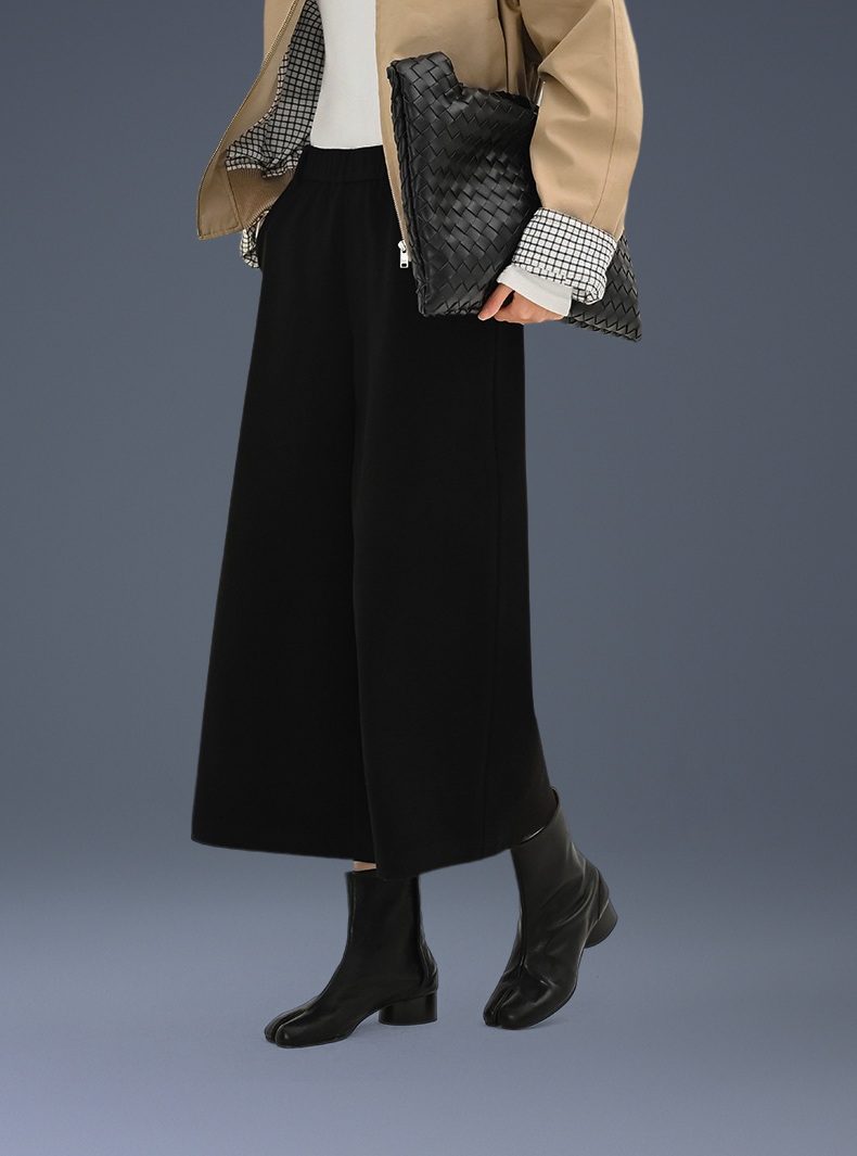 Wool Wrinkle-Free Haven Trousers With Elastic Waistband & Pockets - For Petites & Cold Climates