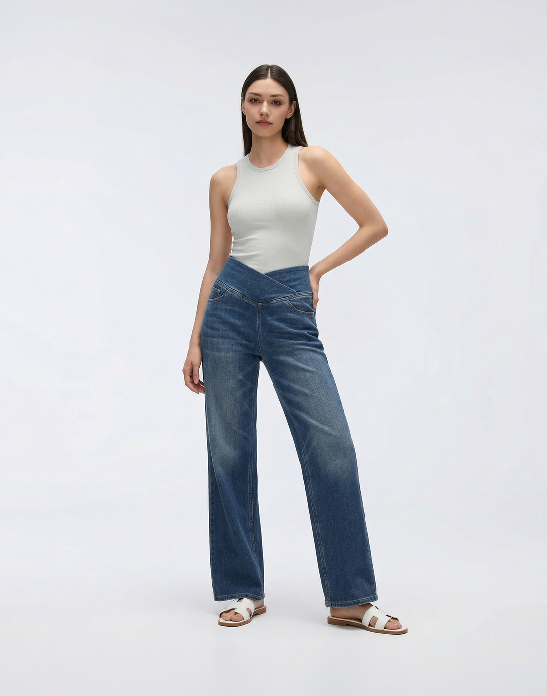 Cooling, Buttery Soft, Stretchy With Tummy Control Wide-Leg Snatch Jeans