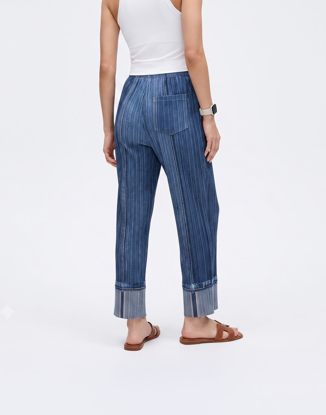 Wrinkle-Free, Cooling & Breathable Free Size Soho Pleated Denim Pants