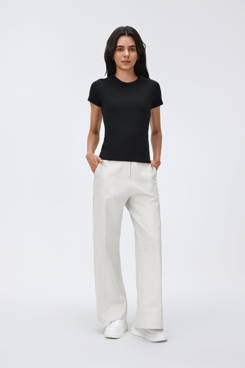 Wrinkle-Free, Cooling & Breathable FlexWork Pants With Stretchy High Waistband With Pockets
