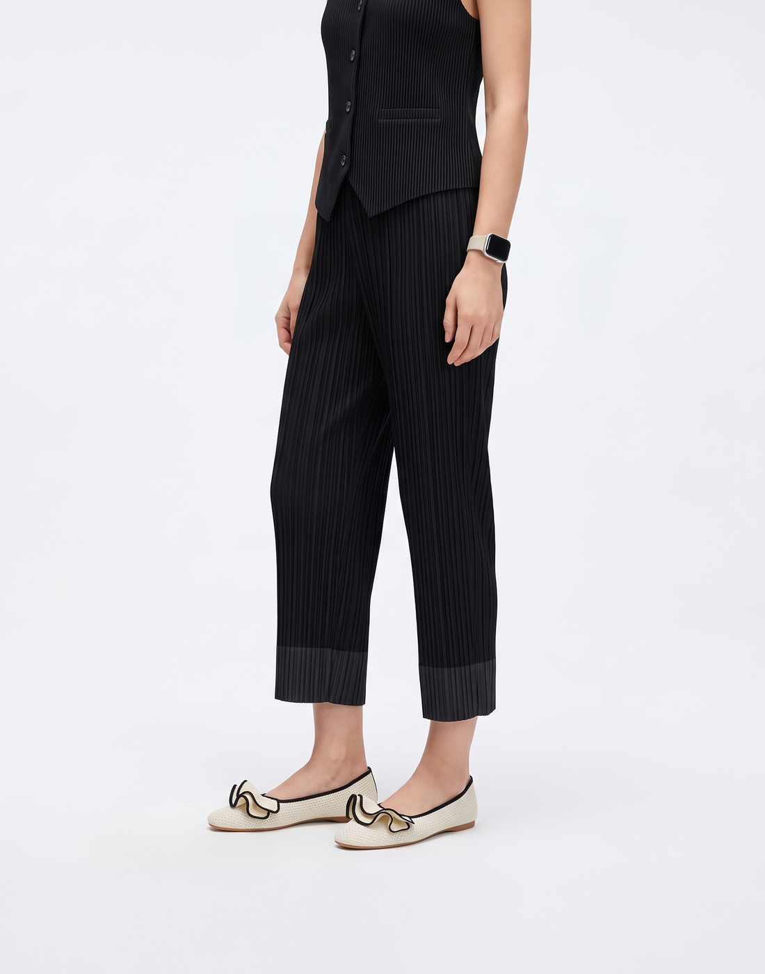 Wrinkle-Free, Cooling & Breathable Slim Cut Petite Fluid Pants With Cuffs