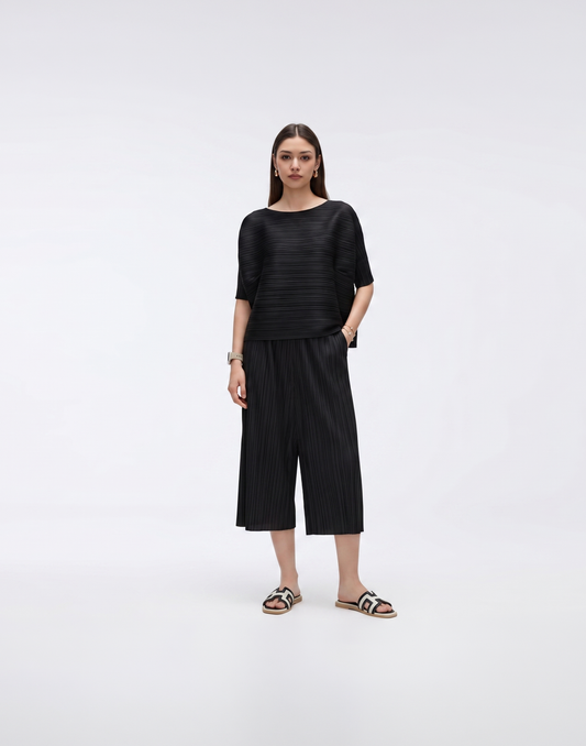 Wrinkle-Free, Cooling, Breathable Pleated Lite Pants With Stretchy Waistband & Pockets - For Petites