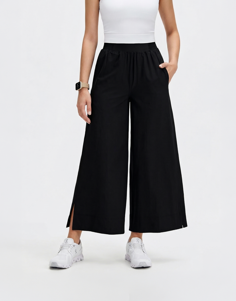 Wrinkle-Free, Cooling & Stretchable Tummy Control Northstar Wide Leg Pants With Pockets