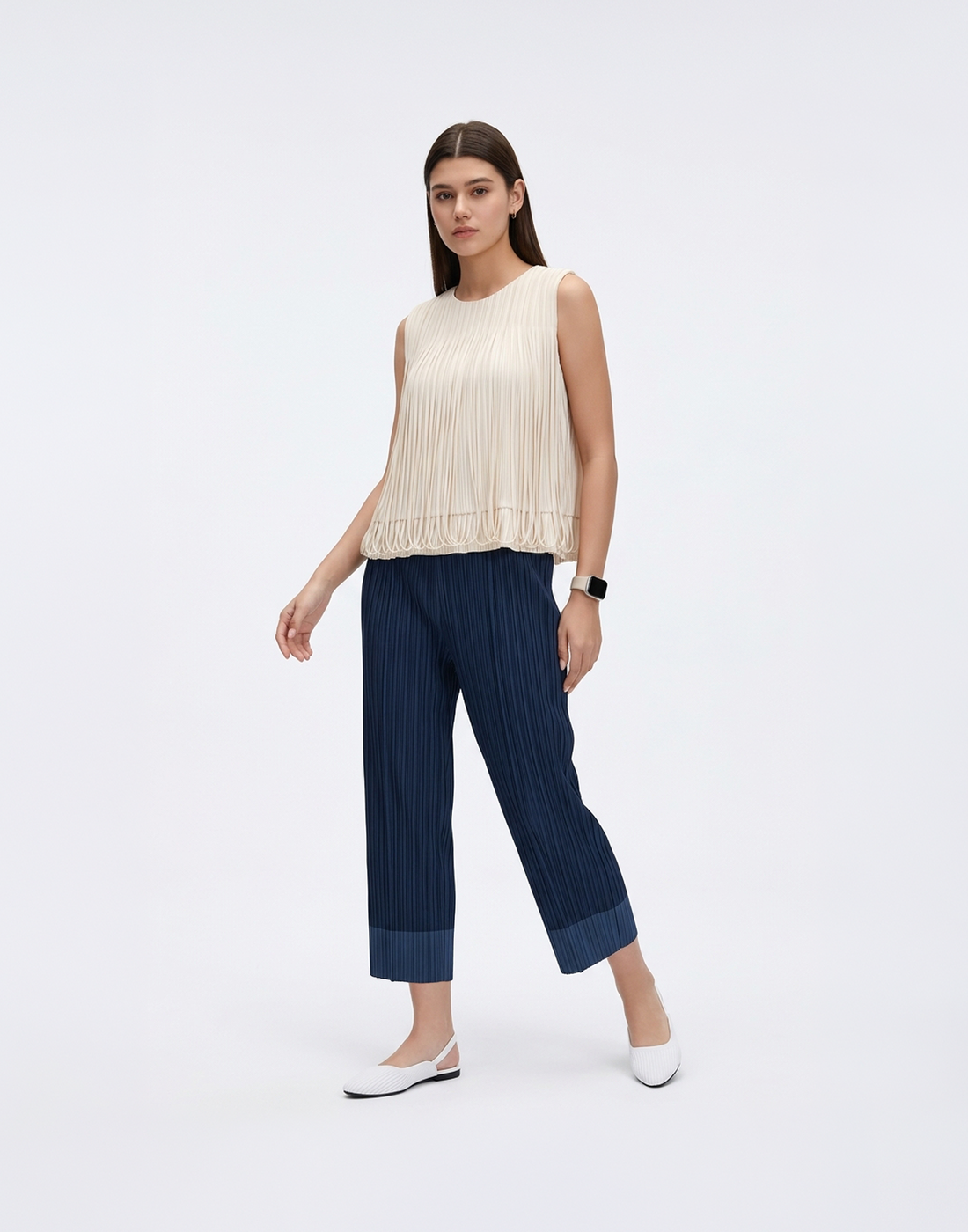 Wrinkle-Free, Cooling & Breathable Slim Cut Petite Fluid Pants With Cuffs