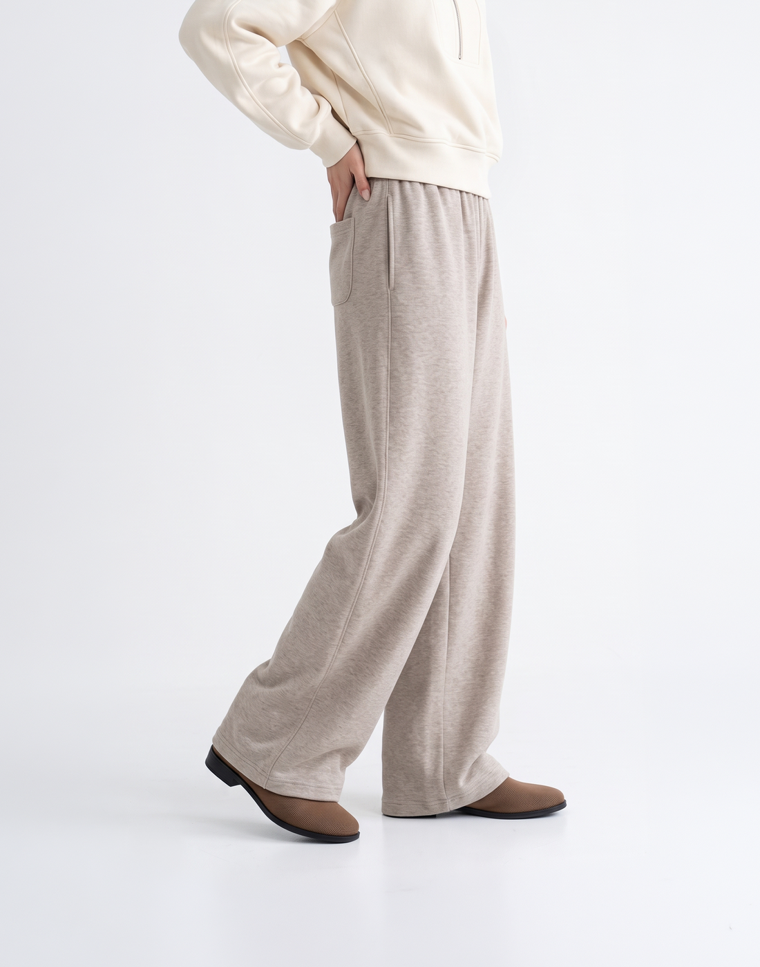 Buttery Soft, Warm With Elastic Waistband Highland Wool Pants With Pockets
