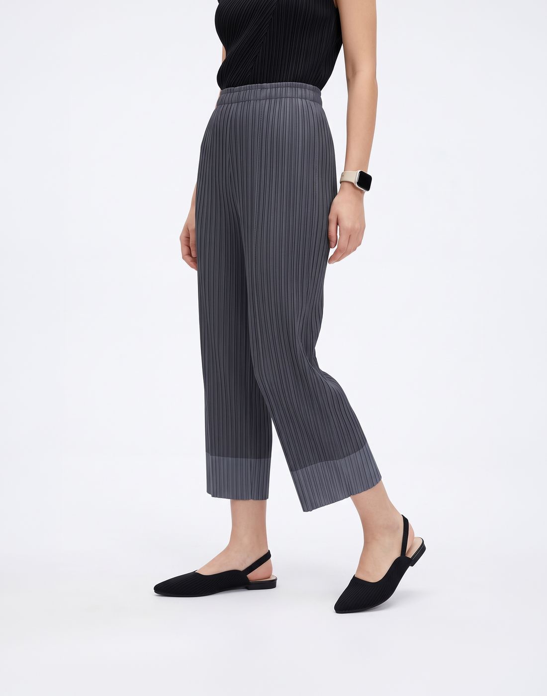 Wrinkle-Free, Cooling & Breathable Slim Cut Petite Fluid Pants With Cuffs