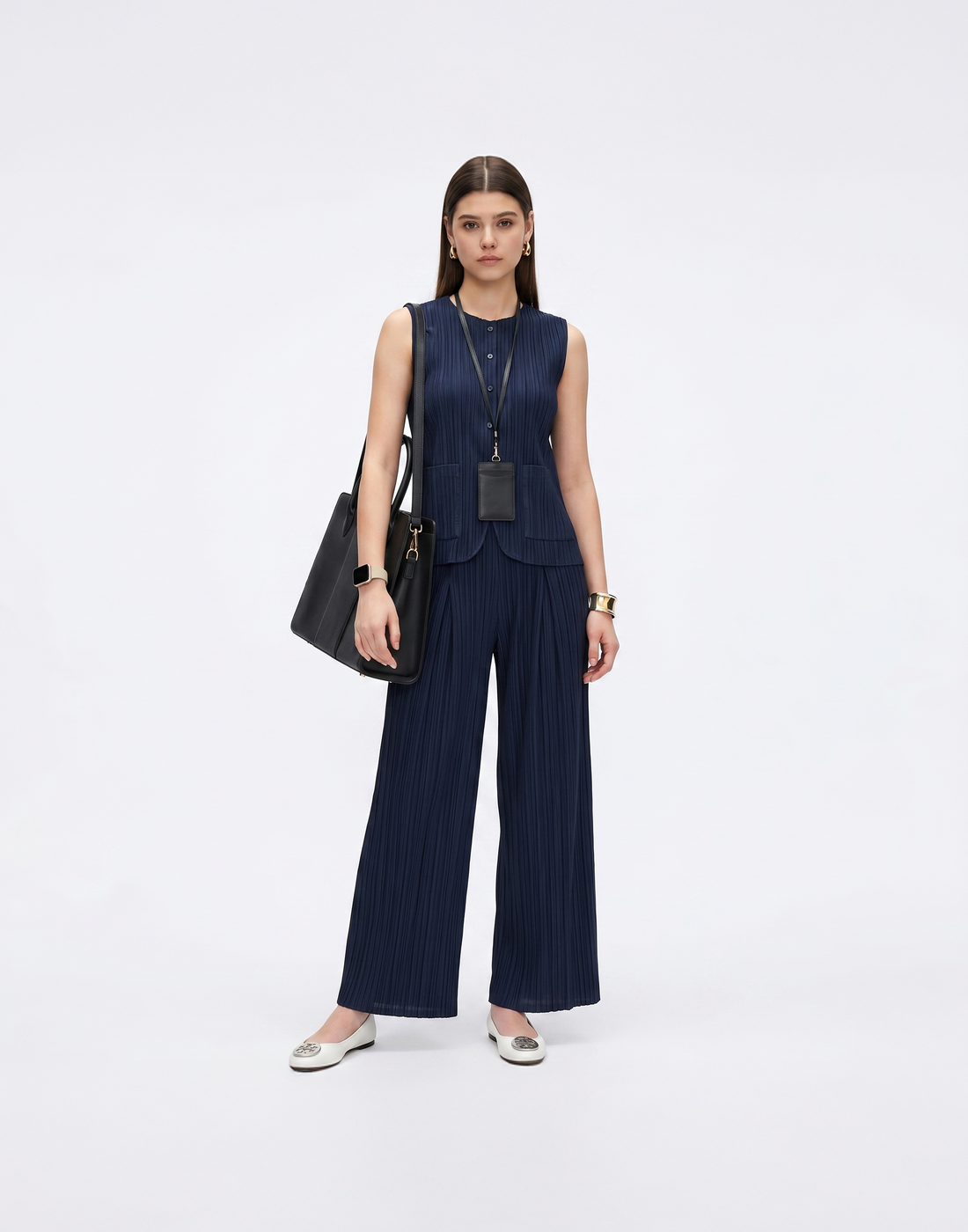 Cooling, Wrinkle-Free With Stretchy Waistband Timeless Trousers With Pockets