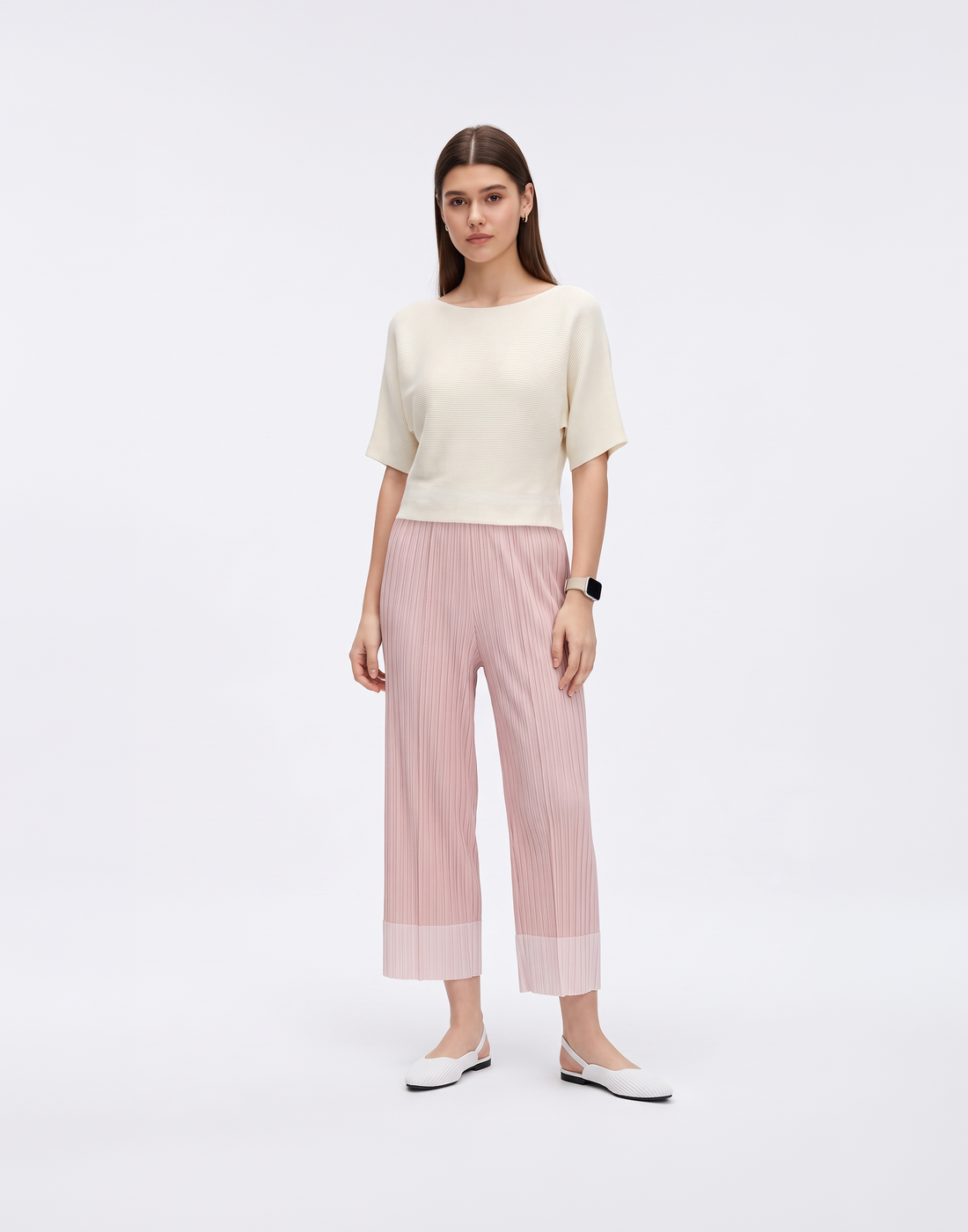 Wrinkle-Free, Cooling & Breathable Slim Cut Petite Fluid Pants With Cuffs