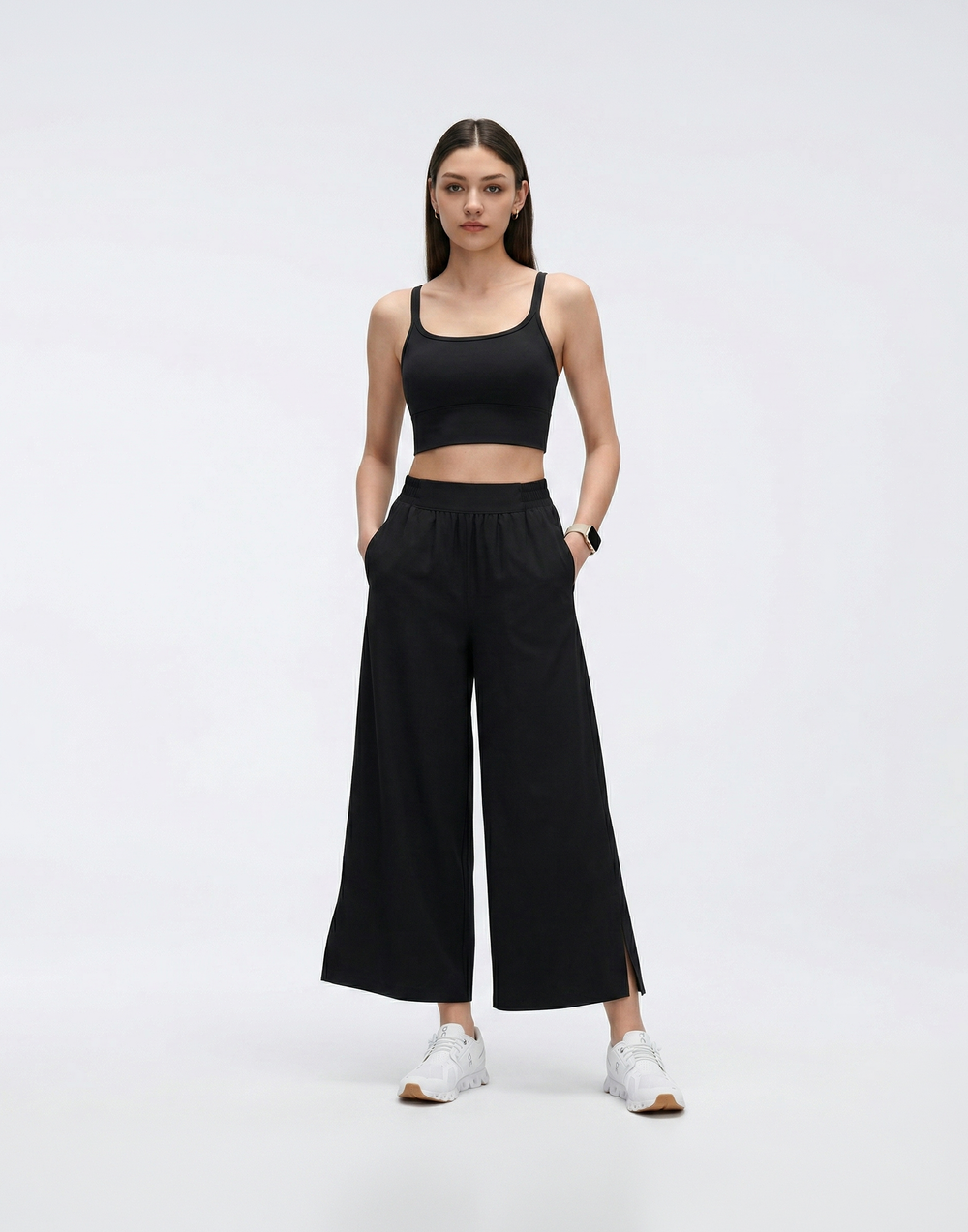 Wrinkle-Free, Cooling & Stretchable Tummy Control Northstar Wide Leg Pants With Pockets