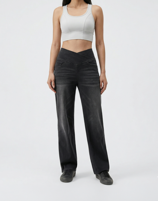 Cooling, Buttery Soft, Stretchy With Tummy Control Wide-Leg Snatch Jeans