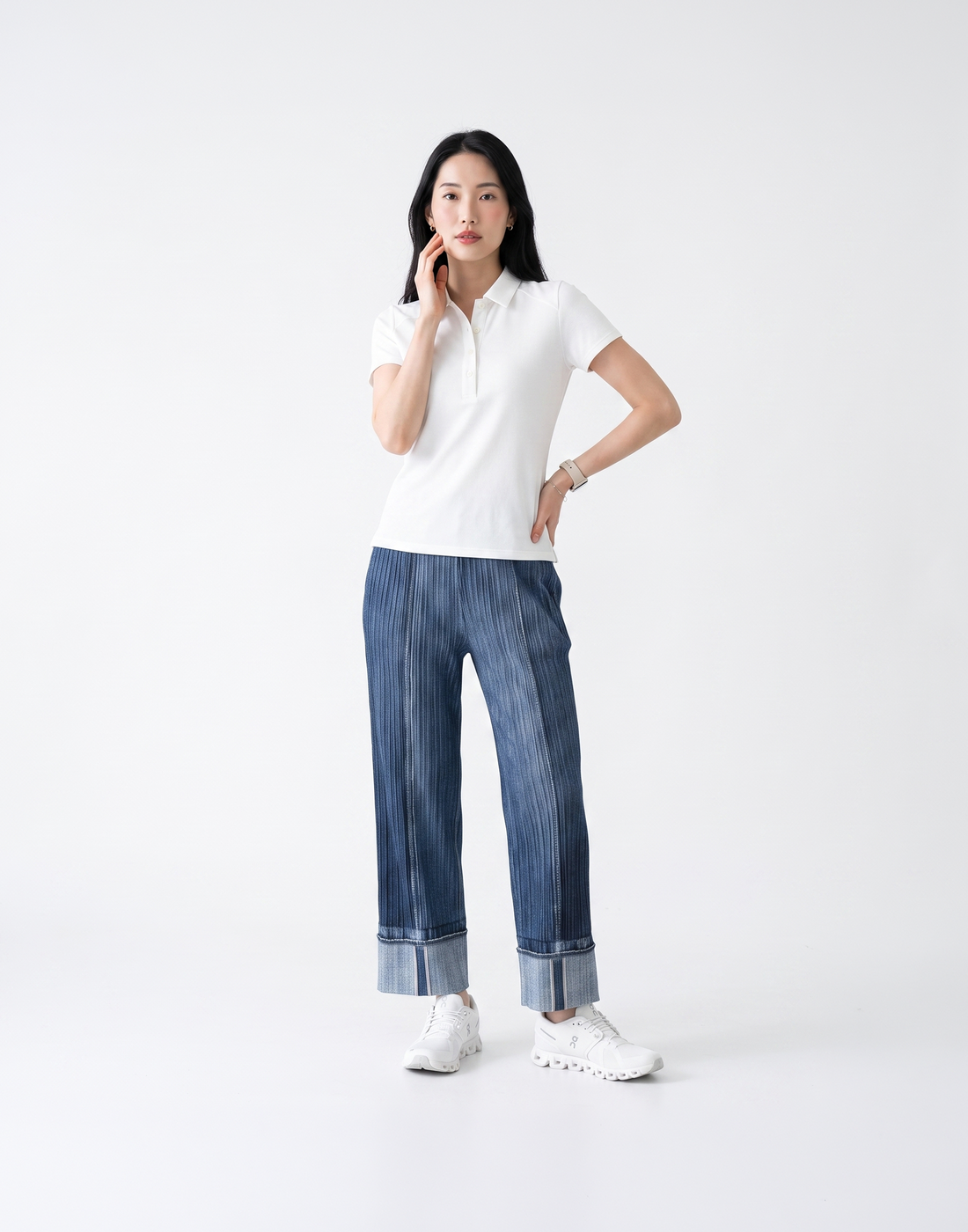 Wrinkle-Free, Cooling & Breathable Free Size Soho Pleated Denim Pants