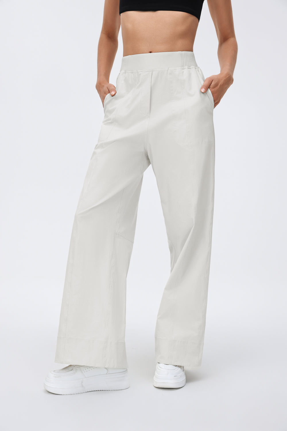 Wrinkle-Free, Cooling & Breathable FlexWork Pants With Stretchy High Waistband With Pockets