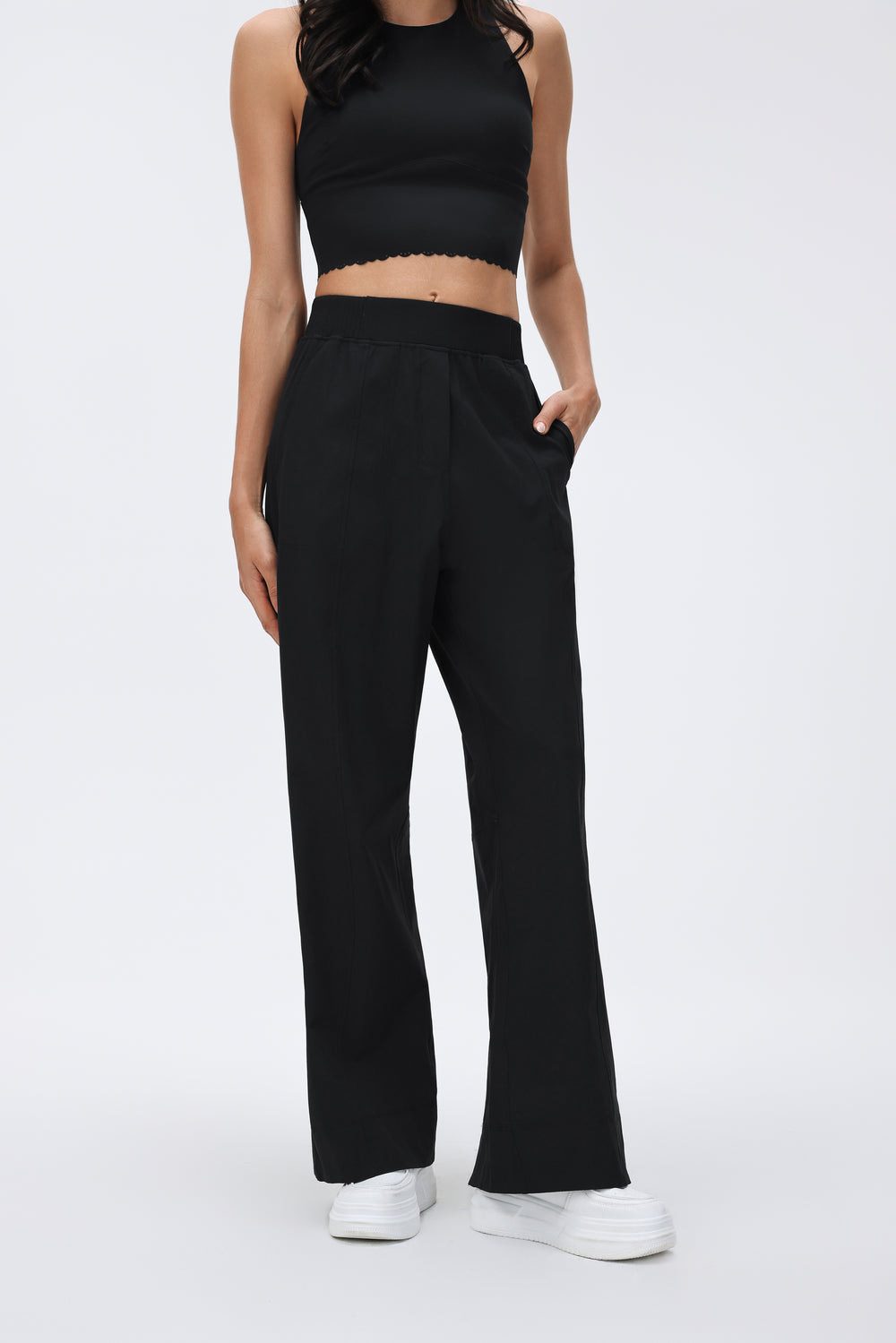 Wrinkle-Free, Cooling & Breathable FlexWork Pants With Stretchy High Waistband With Pockets