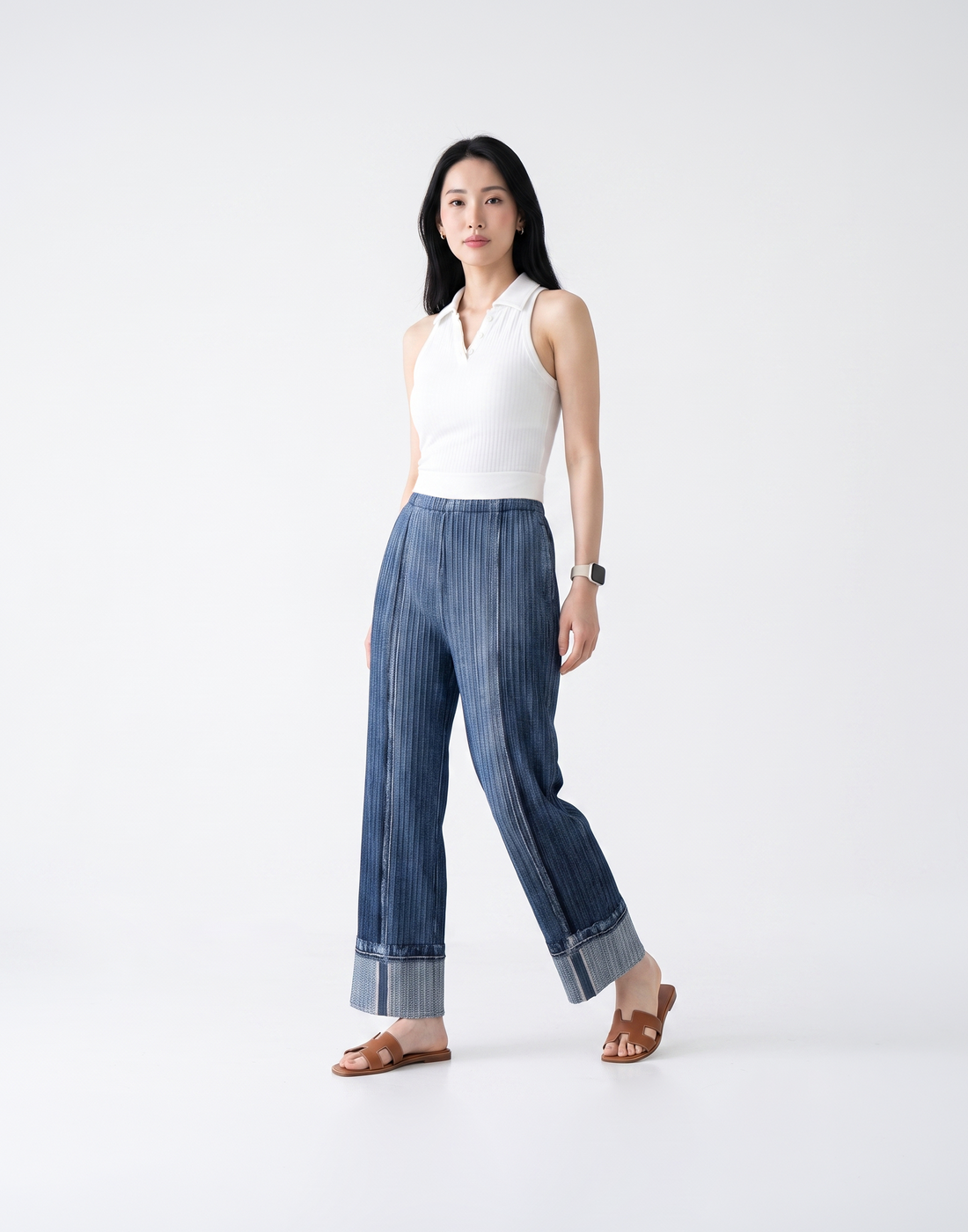Wrinkle-Free, Cooling & Breathable Free Size Soho Pleated Denim Pants