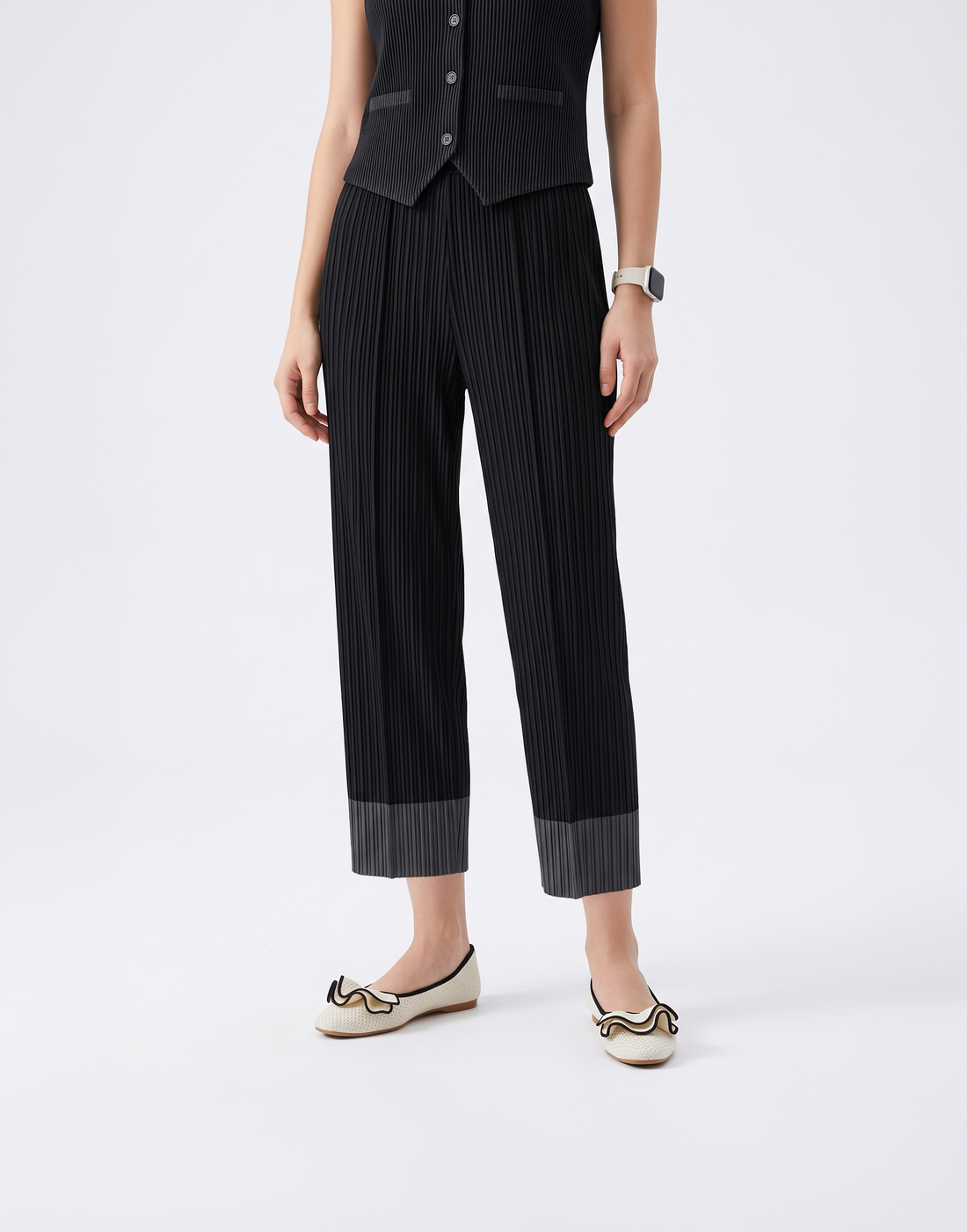 Wrinkle-Free, Cooling & Breathable Slim Cut Petite Fluid Pants With Cuffs