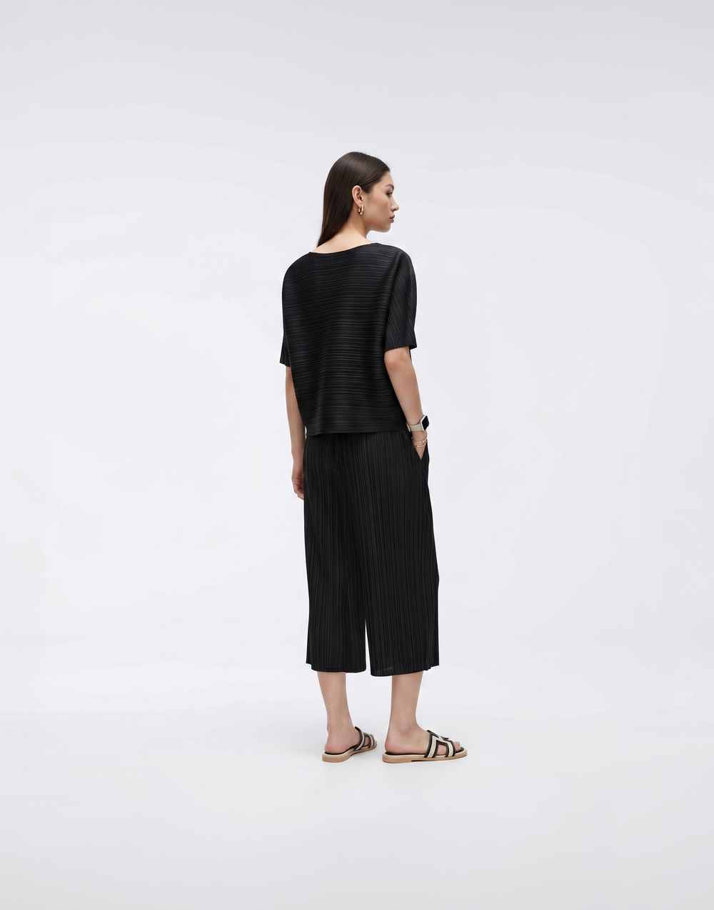 Wrinkle-Free, Cooling, Breathable Pleated Lite Pants With Stretchy Waistband & Pockets - For Petites