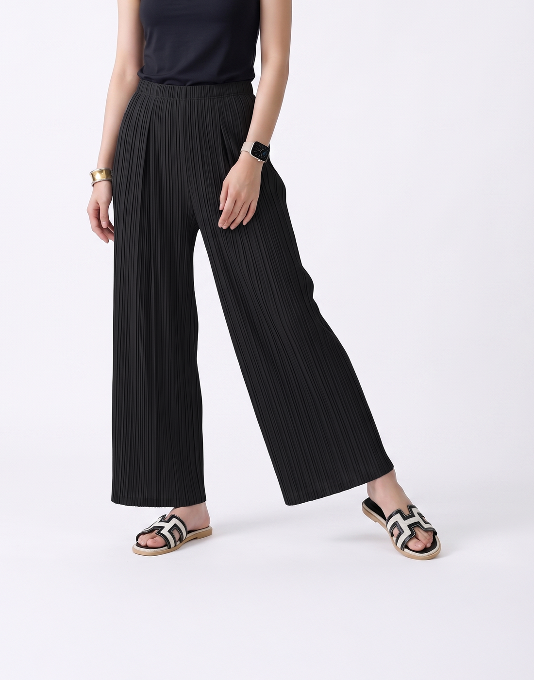 Cooling, Wrinkle-Free With Stretchy Waistband Timeless Trousers With Pockets