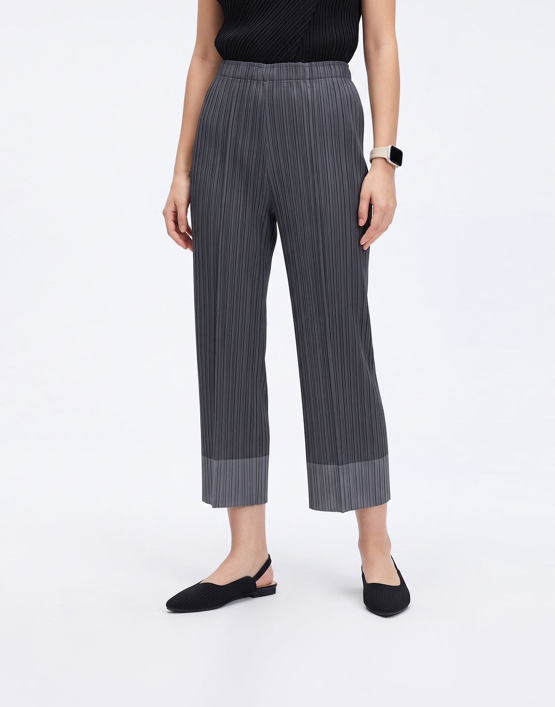 Wrinkle-Free, Cooling & Breathable Slim Cut Petite Fluid Pants With Cuffs