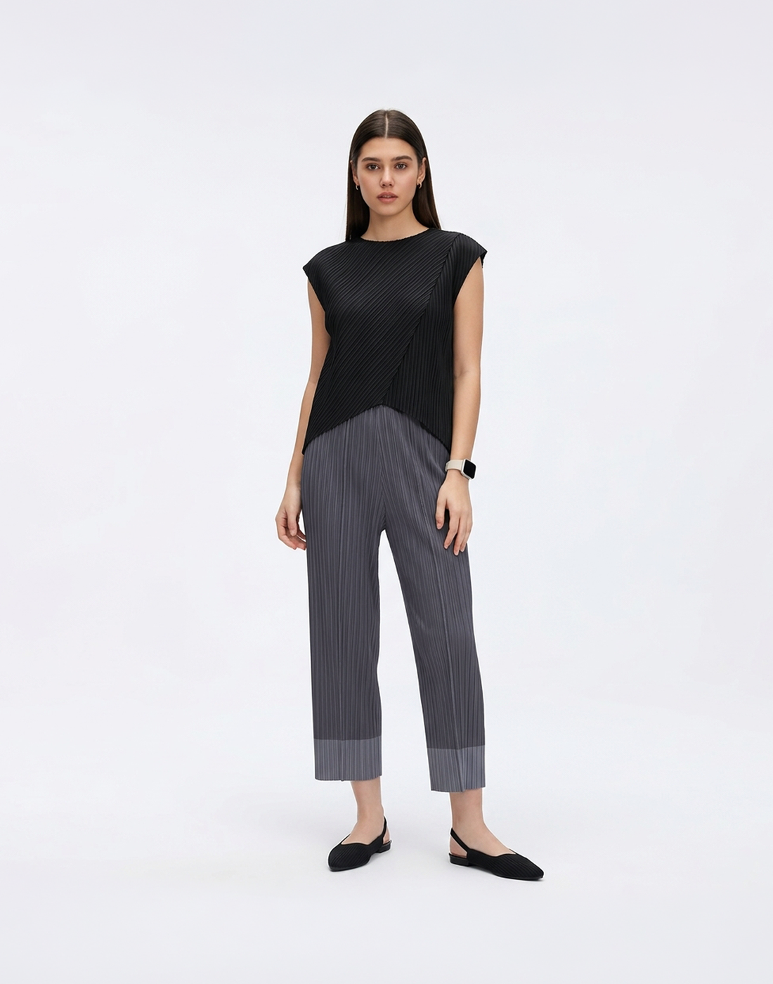 Wrinkle-Free, Cooling & Breathable Slim Cut Petite Fluid Pants With Cuffs