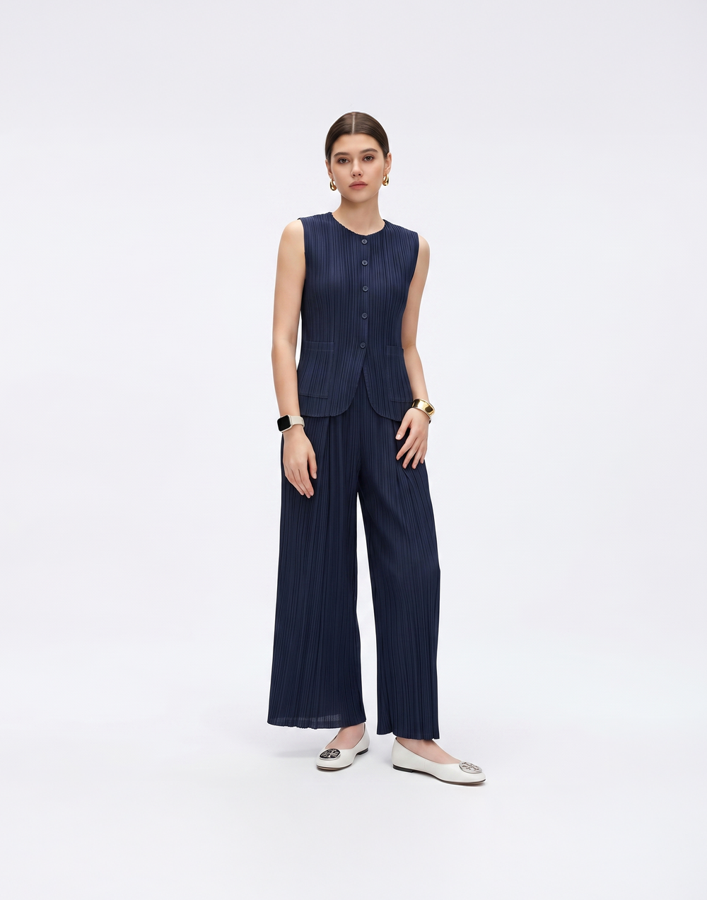 Cooling, Wrinkle-Free With Stretchy Waistband Timeless Trousers With Pockets