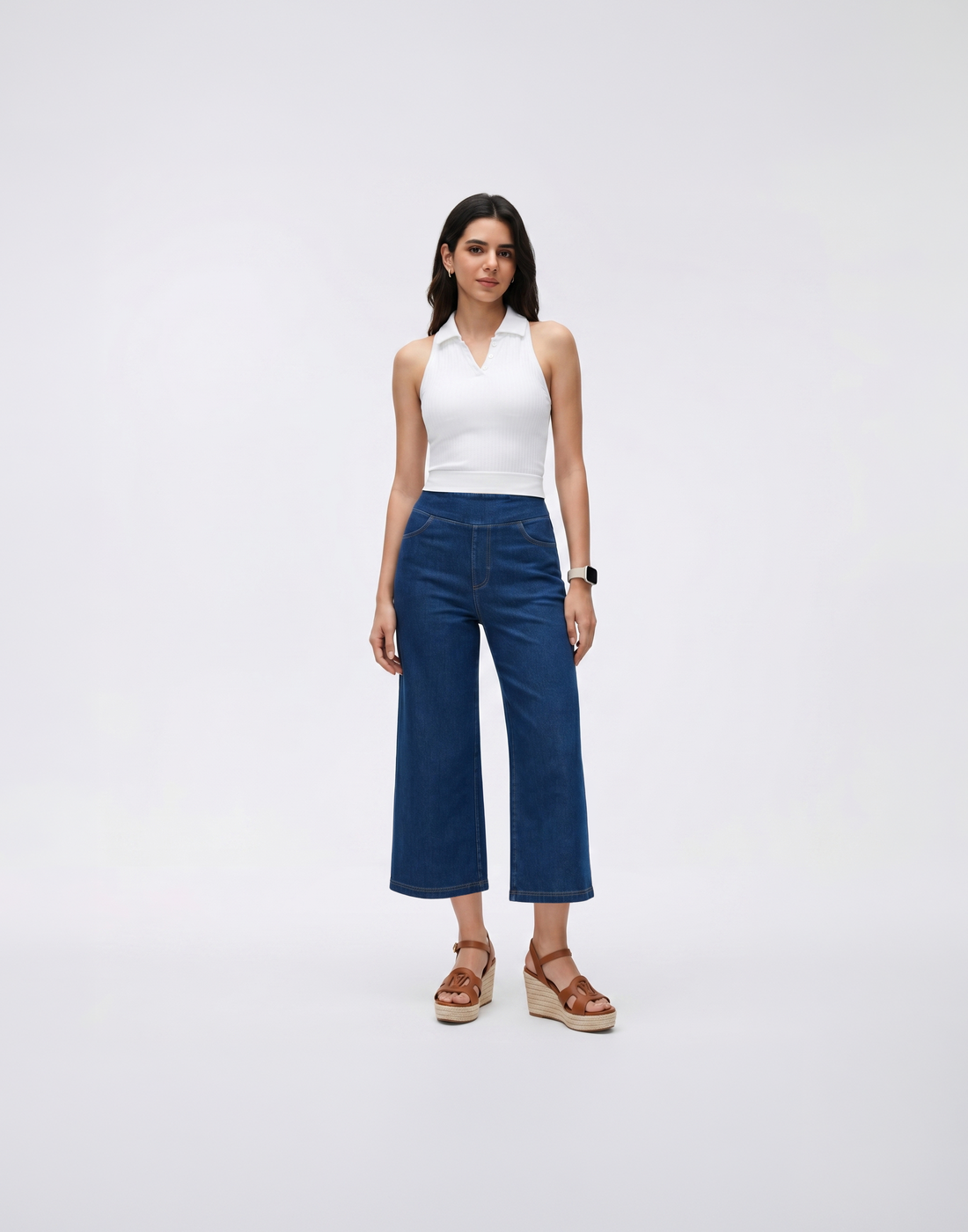 Cooling, Stretchy With Tummy Control Chill 7/8 Denim Pants - For Petites