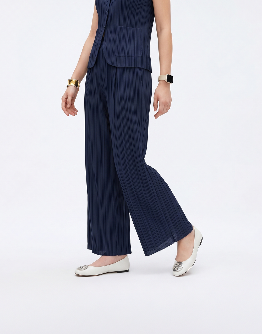 Cooling, Wrinkle-Free With Stretchy Waistband Timeless Trousers With Pockets