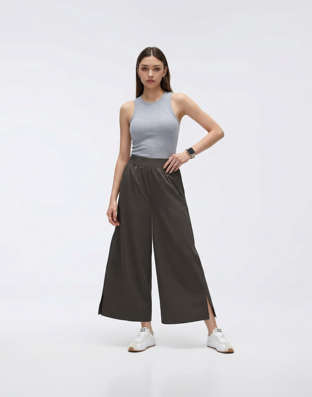 Wrinkle-Free, Cooling & Stretchable Tummy Control Northstar Wide Leg Pants With Pockets