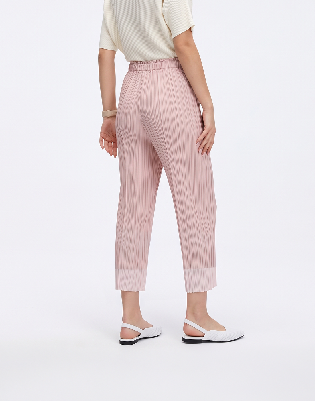 Wrinkle-Free, Cooling & Breathable Slim Cut Petite Fluid Pants With Cuffs