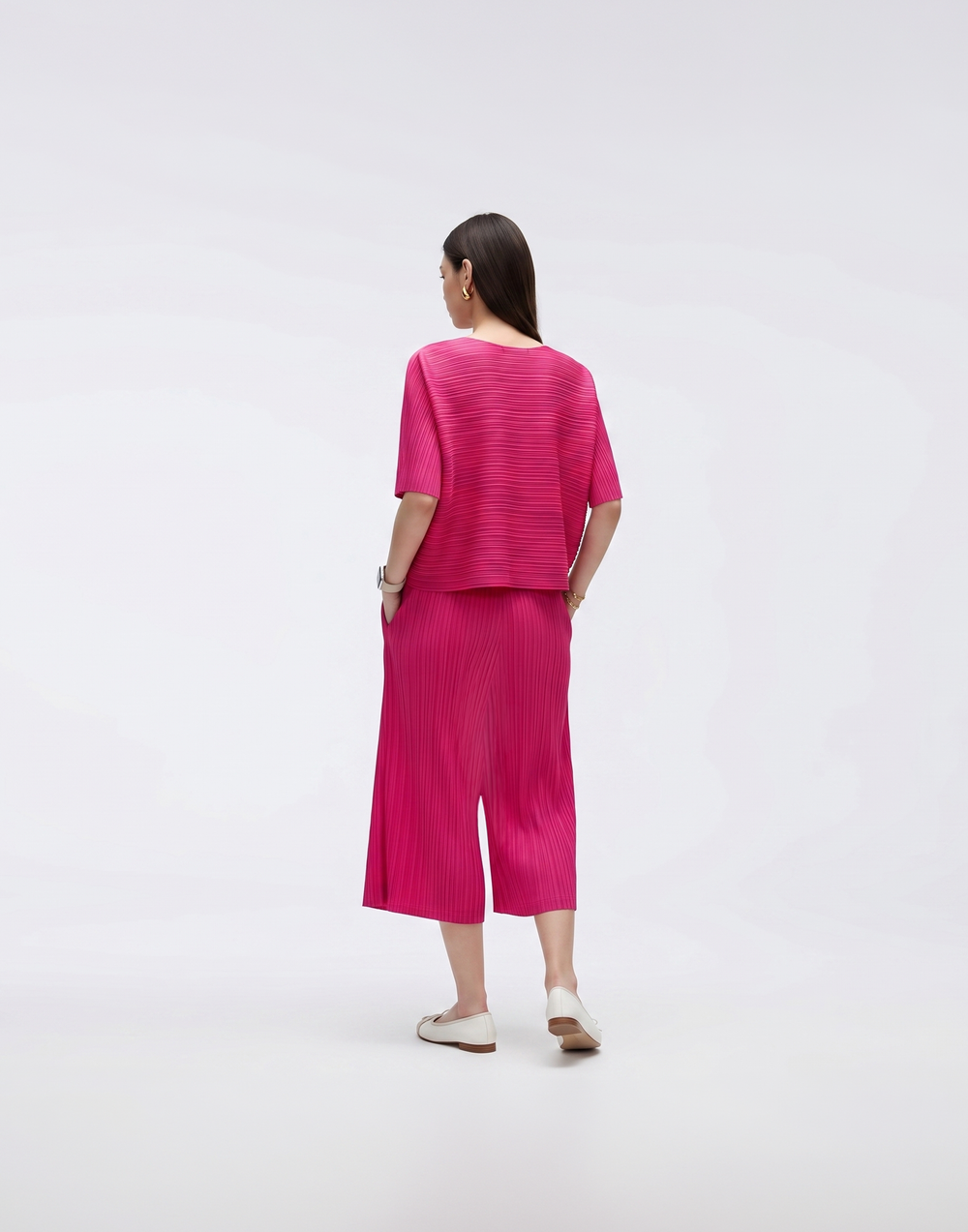 Wrinkle-Free, Cooling, Breathable Pleated Lite Pants With Stretchy Waistband & Pockets - For Petites