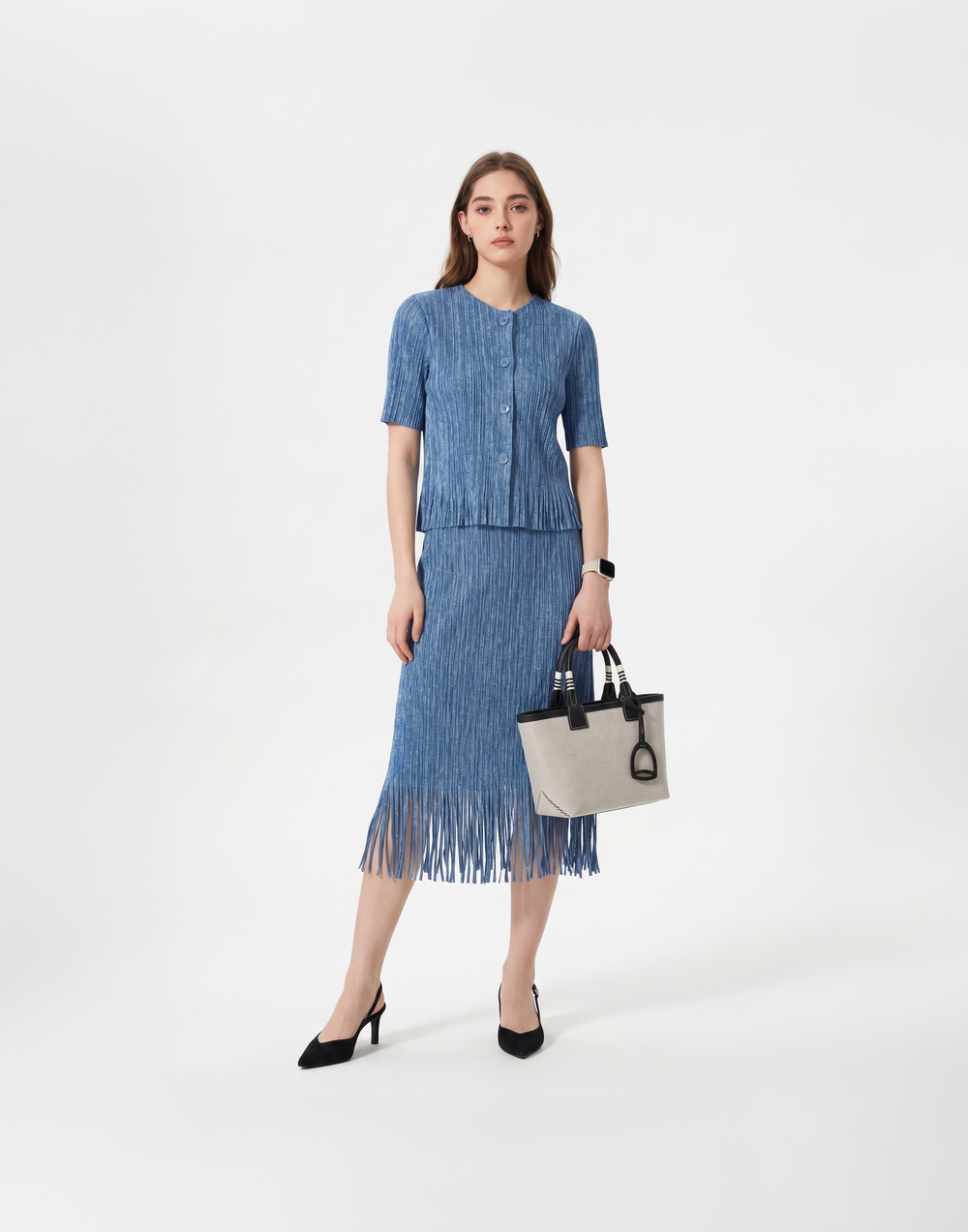 Wrinkle-Free, Cooling & Breathable Free Size Cascade Pleated Set