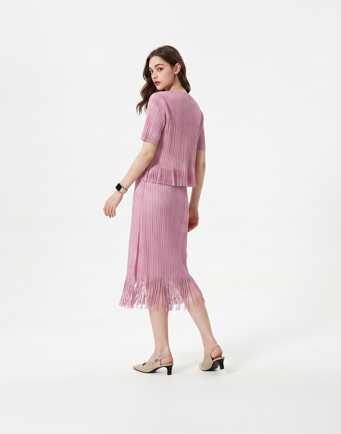 Wrinkle-Free, Cooling & Breathable Free Size Cascade Pleated Set
