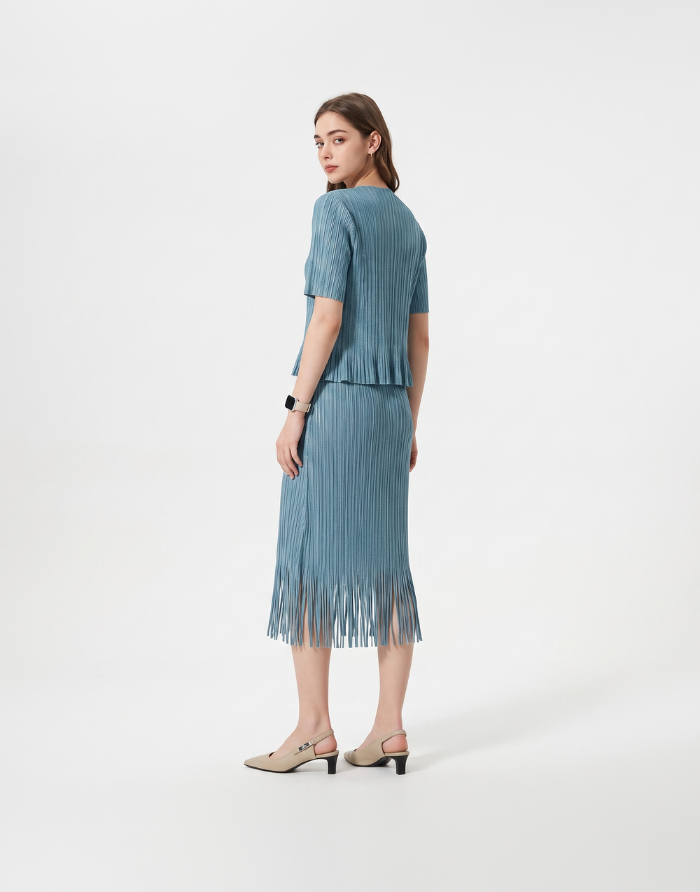 Wrinkle-Free, Cooling & Breathable Free Size Cascade Pleated Set
