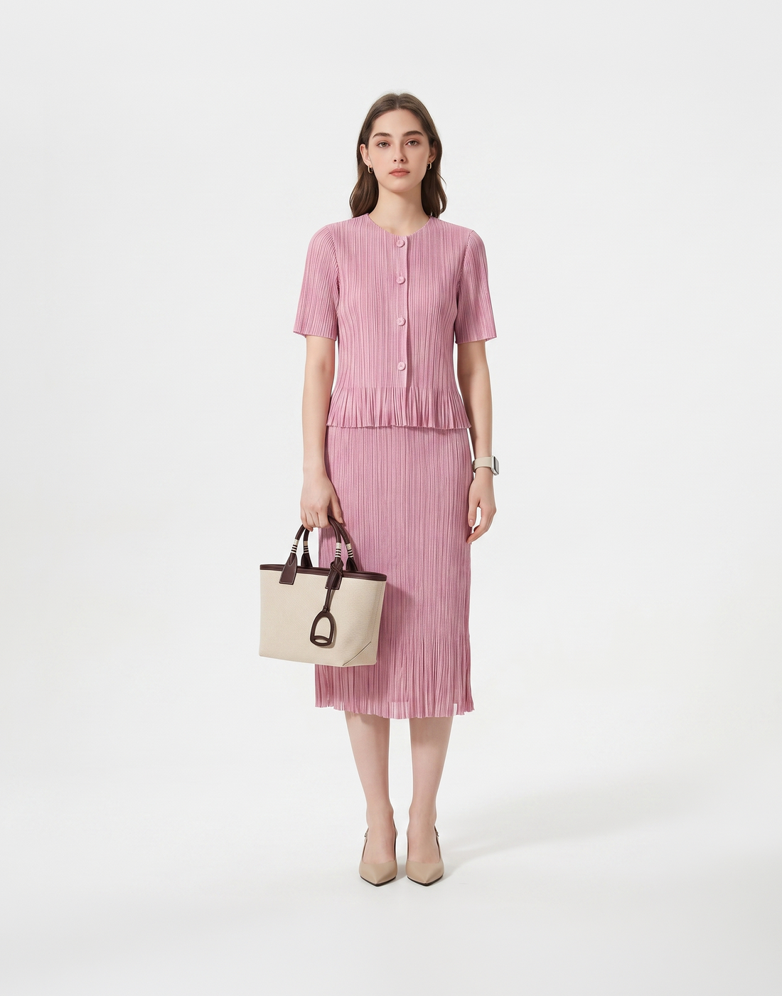 Wrinkle-Free, Cooling & Breathable Free Size Cascade Pleated Set