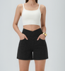 Cooling & Buttery Soft With Tummy-Tucking Waistline Motion Denim Shorts With Pockets
