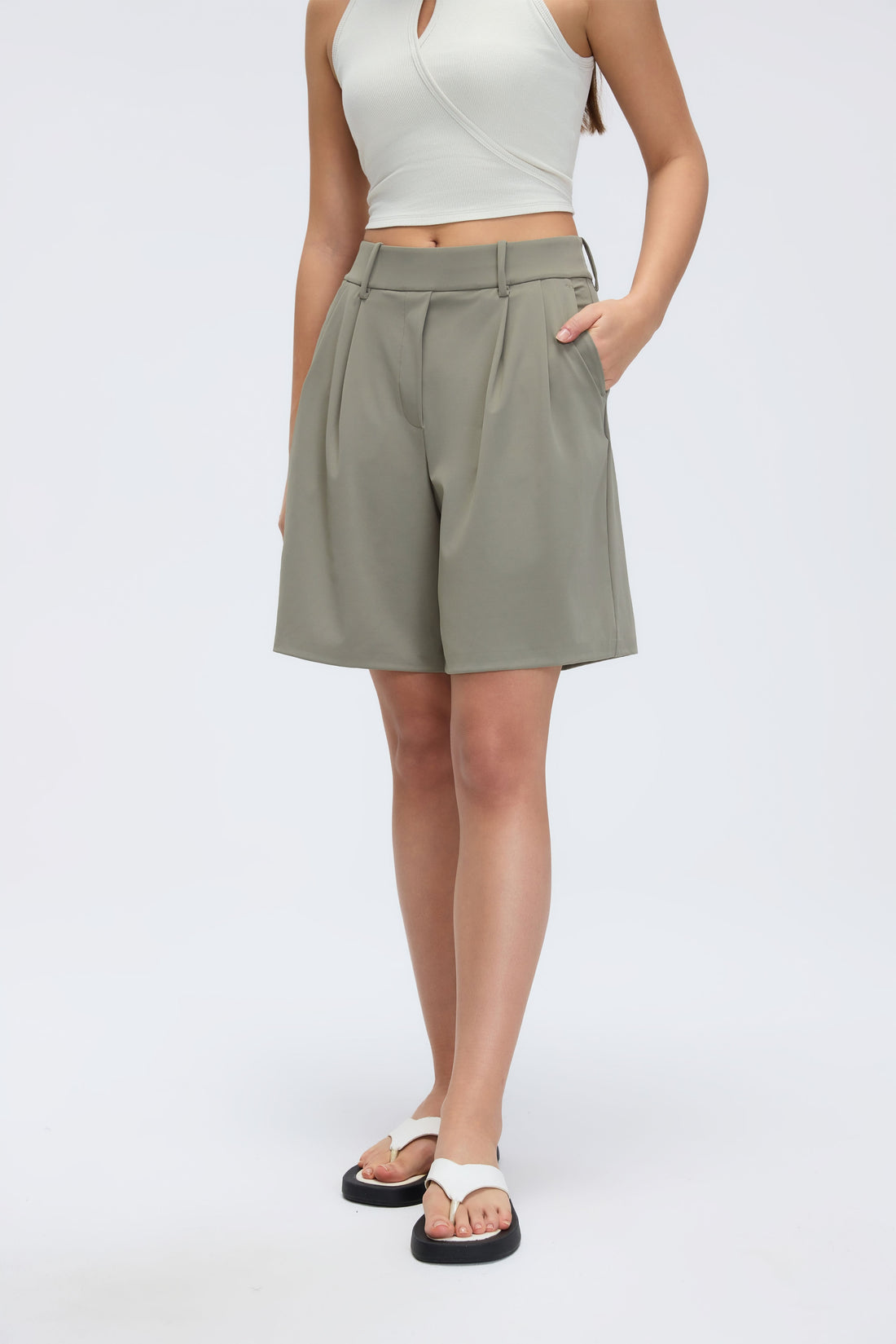 Buy 1, Get 1 Free - Cooling & Buttery Soft Stretchy Daylight Bermudas With Stretchy Waistband