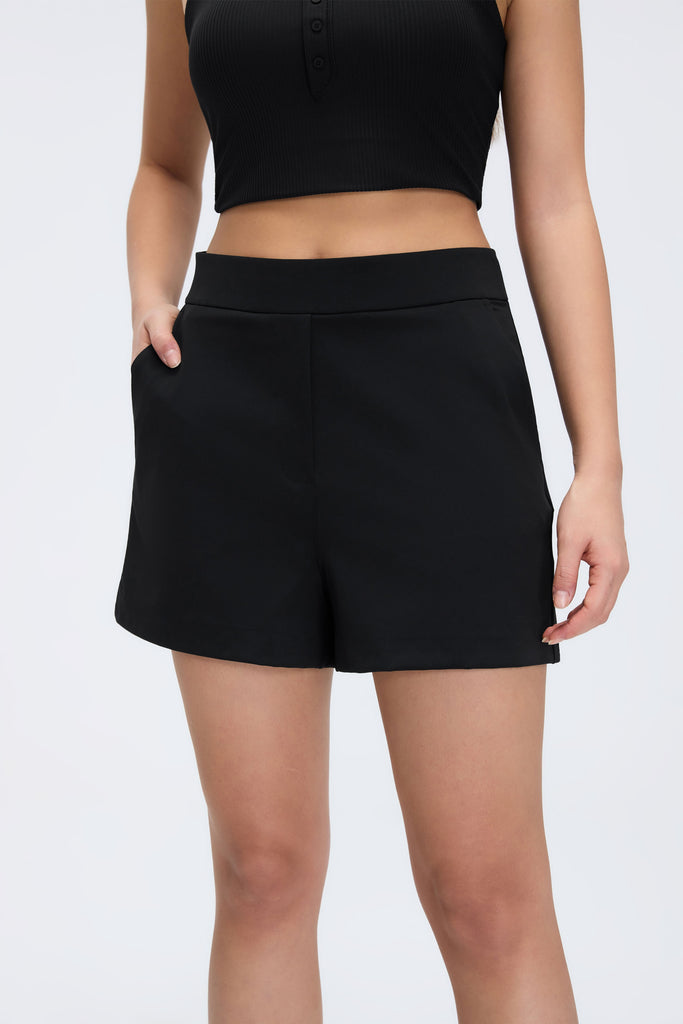 Buy 1, Get 1 Free - Wrinkle-Free & Buttery Soft Rise Bermudas With Stretchy Waistband & Pockets