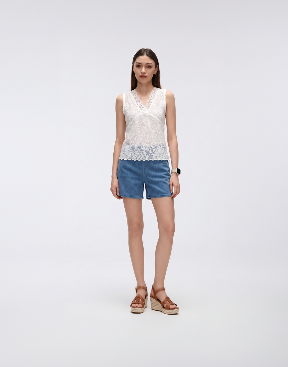 Cooling & Buttery Soft With Tummy-Tucking Waistline Motion Denim Shorts With Pockets
